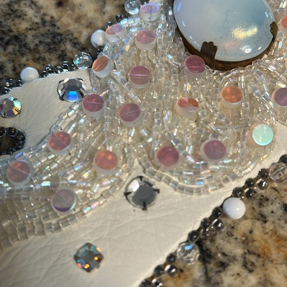 Vintage Joy Borns beaded crystal adjustable leather belt - Picture 6 of 12
